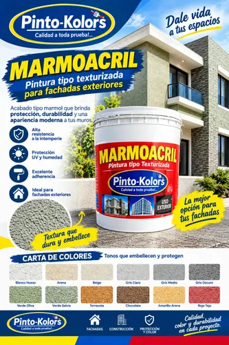 Fachada con marmoacril — Pinto-Kolors, revestimiento decorativo en Soacha