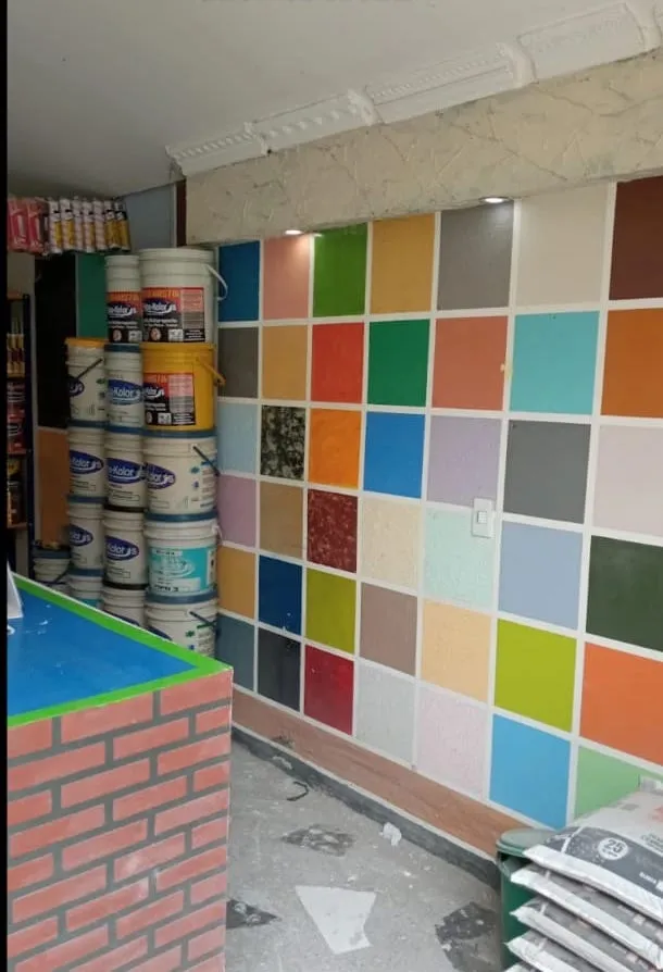 Proceso de producción y sedes de Pinto Kolors — mural catalogo colores maps